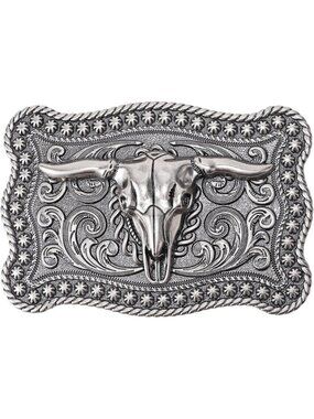 Men Silver Bull Bull Cowboy Buckle Vintage Texas Rodeo Belt